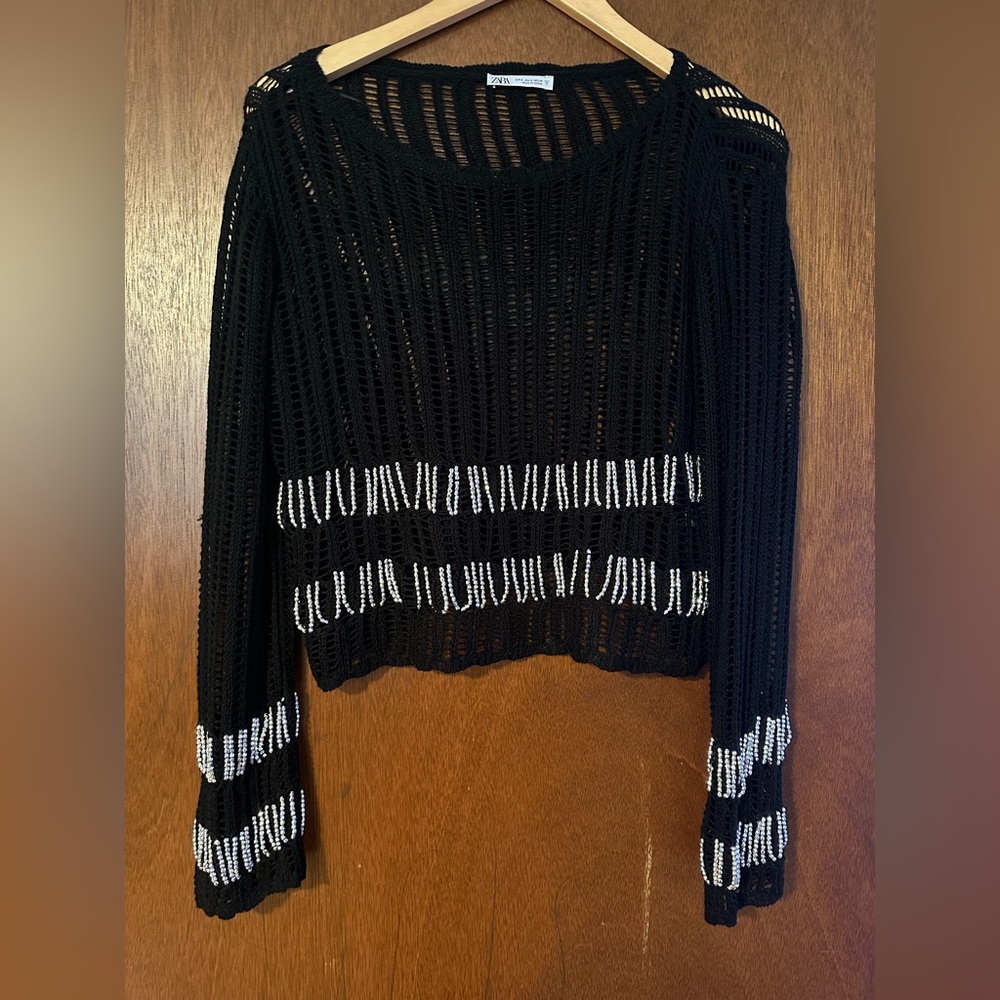 NWOT ZARA Silver Embellished Sweater